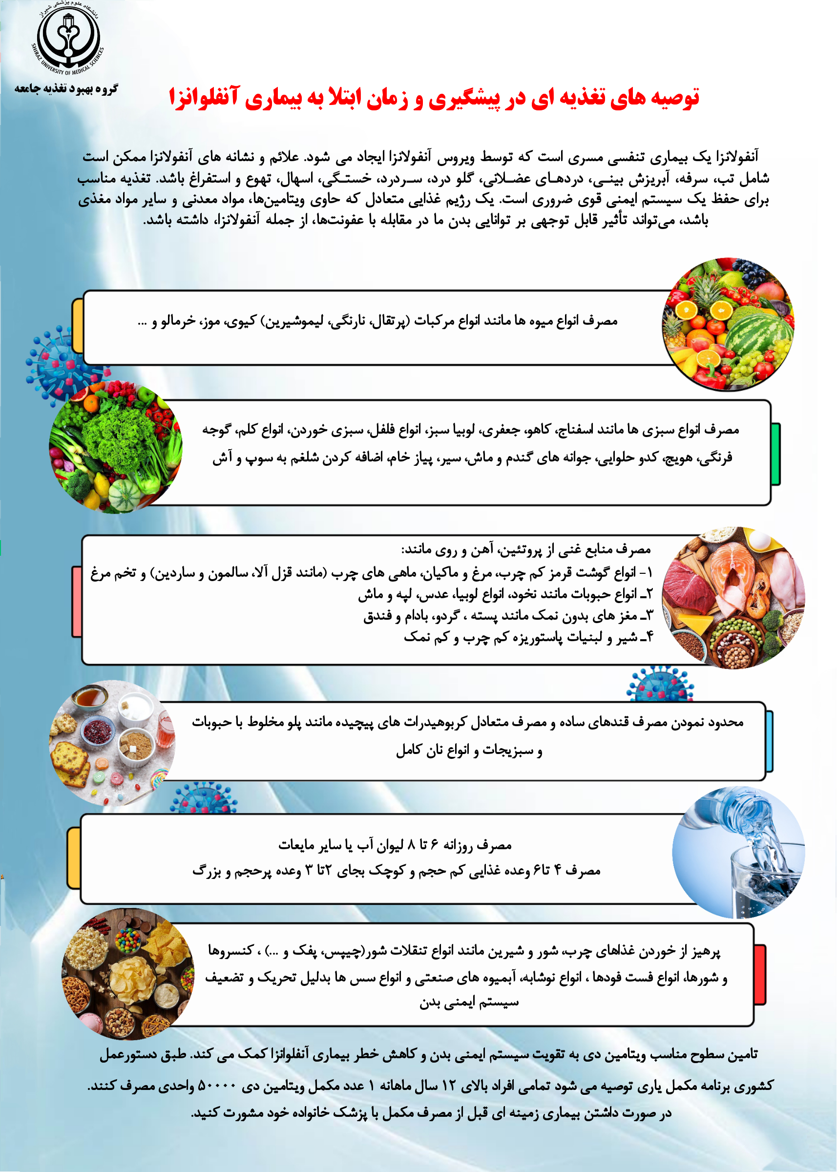 توصیه های تغذیه ای در آنفلوانزا